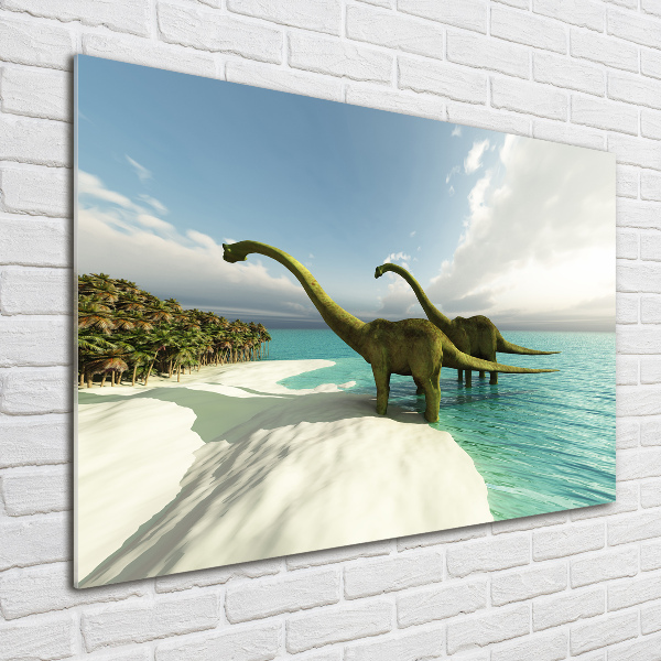 Quadro in vetro Dinosauri sulla spiaggia