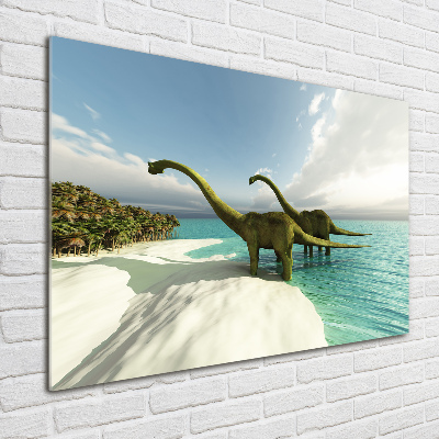 Quadro in vetro Dinosauri sulla spiaggia