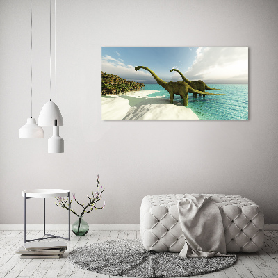 Quadro in vetro Dinosauri sulla spiaggia