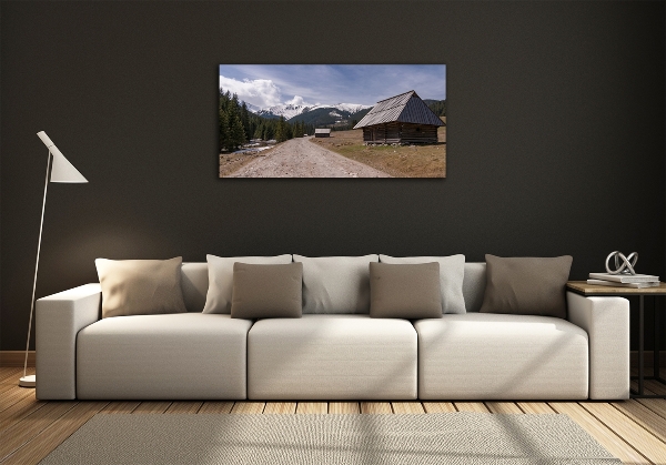 Quadro in vetro Un cottage in montagna