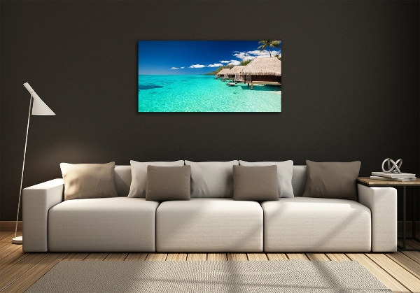 Quadro vetro Bungalow sull'acqua