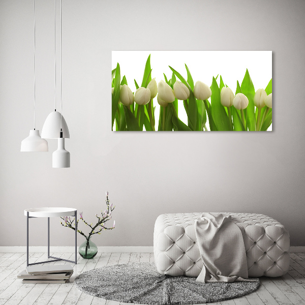 Quadro in verde Tulipani bianchi