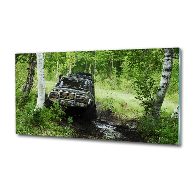 Quadro su vetro Jeep nella foresta