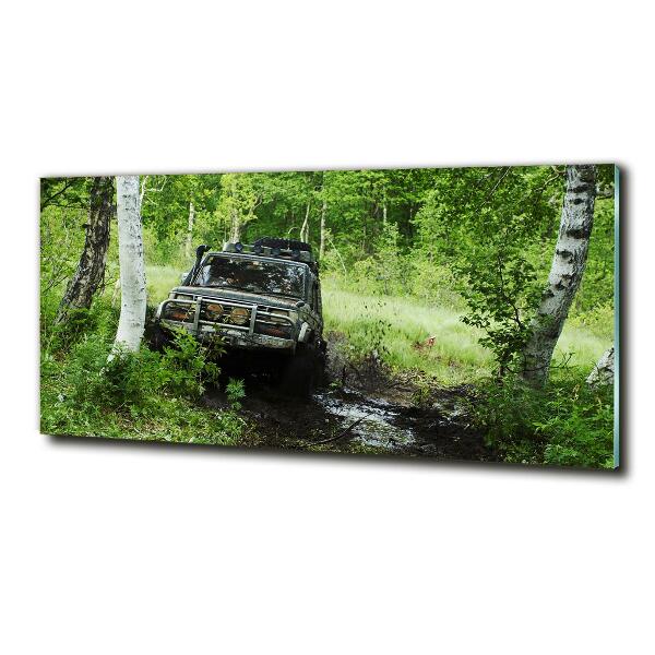 Quadro su vetro Jeep nella foresta