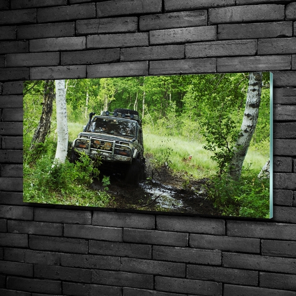Quadro su vetro Jeep nella foresta