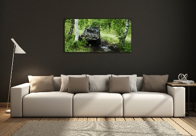 Quadro su vetro Jeep nella foresta