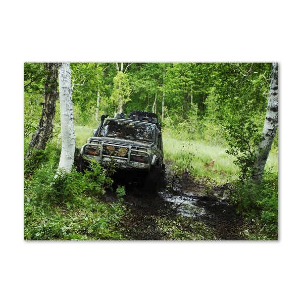 Quadro su vetro Jeep nella foresta