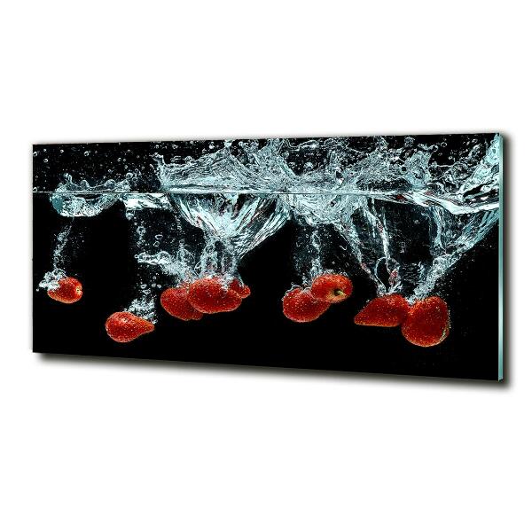 Quadro su vetro Fragole sott'acqua