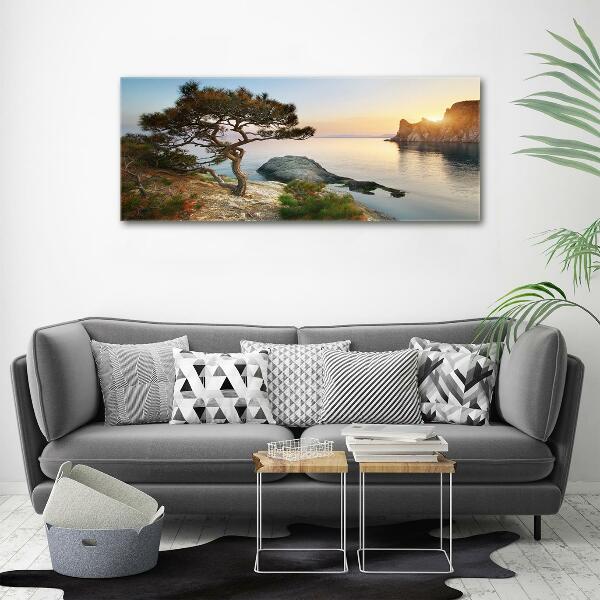 Quadro su vetro Un albero in riva al mare