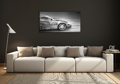 Quadro vetro Un'auto che corre a tutta velocità