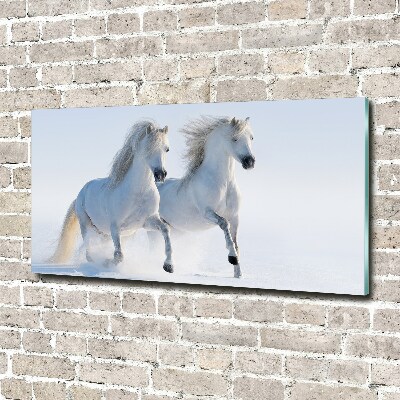 Quadro in verde Due cavalli nella neve