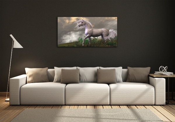 Quadro su vetro Unicorno grigio