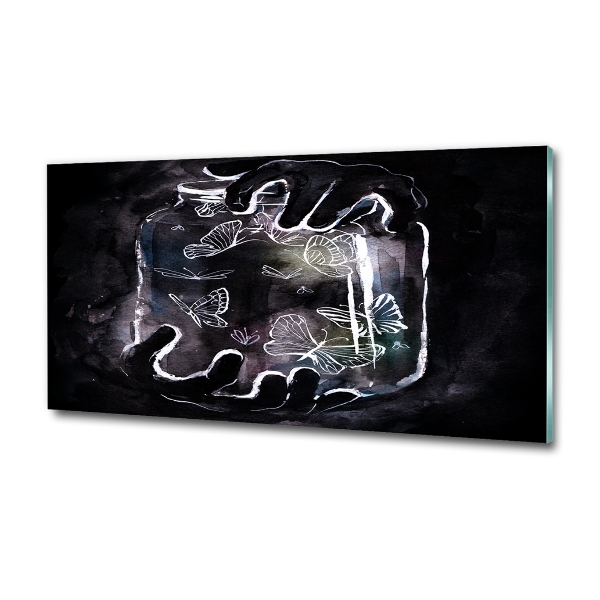 Quadro vetro Farfalle in un barattolo