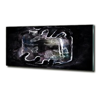 Quadro vetro Farfalle in un barattolo