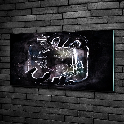 Quadro vetro Farfalle in un barattolo