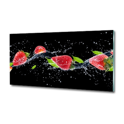 Quadro su vetro Fragole e acqua