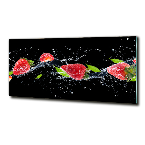 Quadro su vetro Fragole e acqua