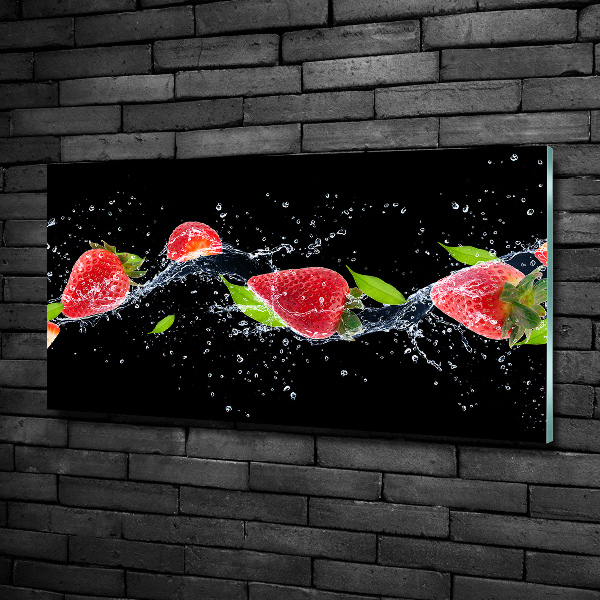 Quadro su vetro Fragole e acqua