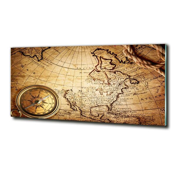 Quadro vetro Bussola sulla mappa