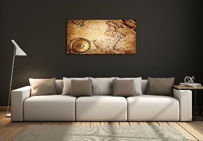 Quadro vetro Bussola sulla mappa