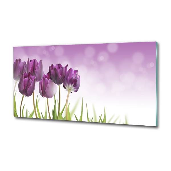 Quadro vetro Tulipani viola