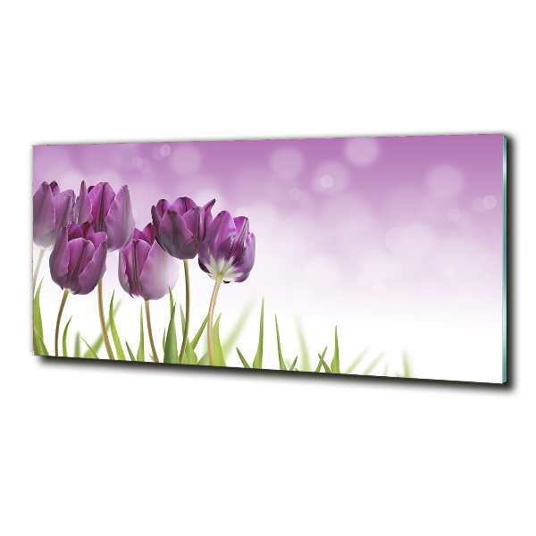 Quadro vetro Tulipani viola