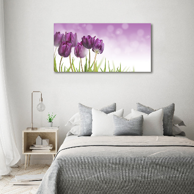 Quadro vetro Tulipani viola