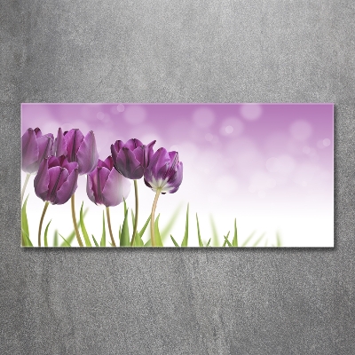 Quadro vetro Tulipani viola