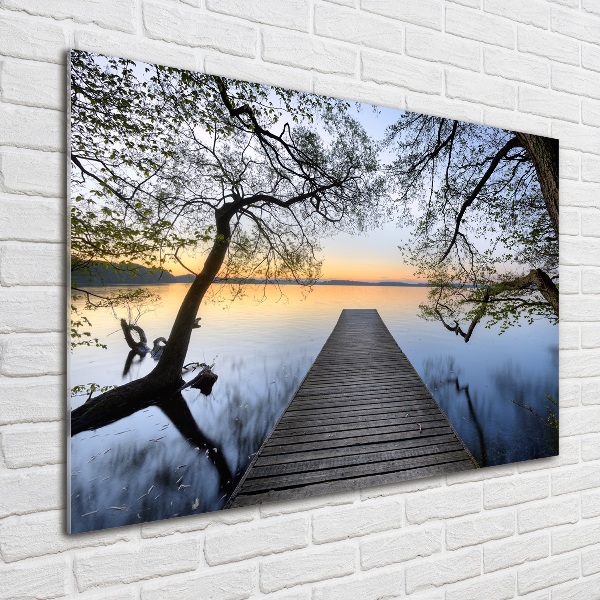 Quadro vetro Molo sul lago