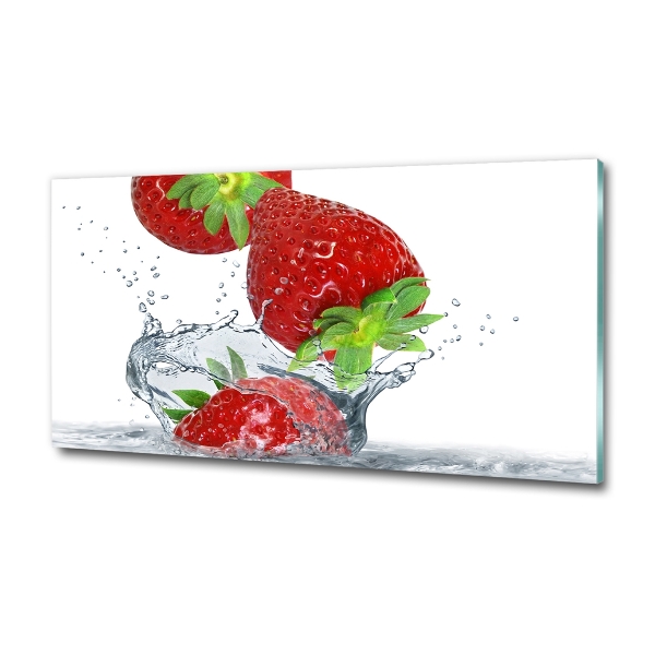 Quadro su vetro Fragole e acqua