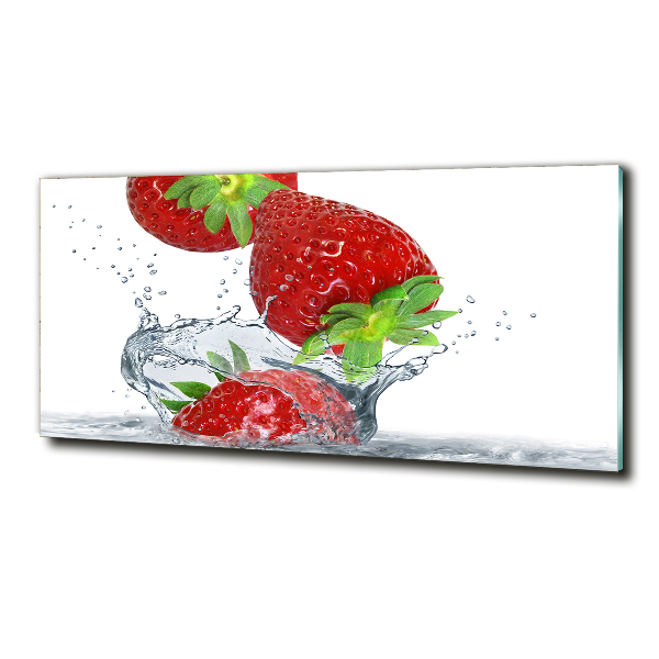Quadro su vetro Fragole e acqua