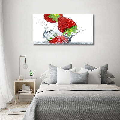 Quadro su vetro Fragole e acqua