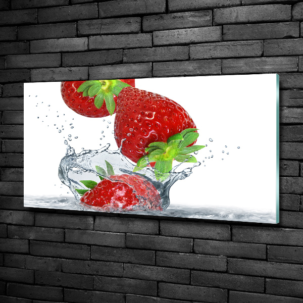 Quadro su vetro Fragole e acqua