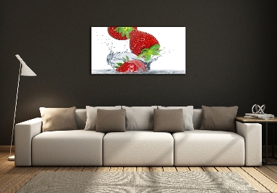 Quadro su vetro Fragole e acqua