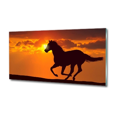 Quadro in verde Tramonto a cavallo