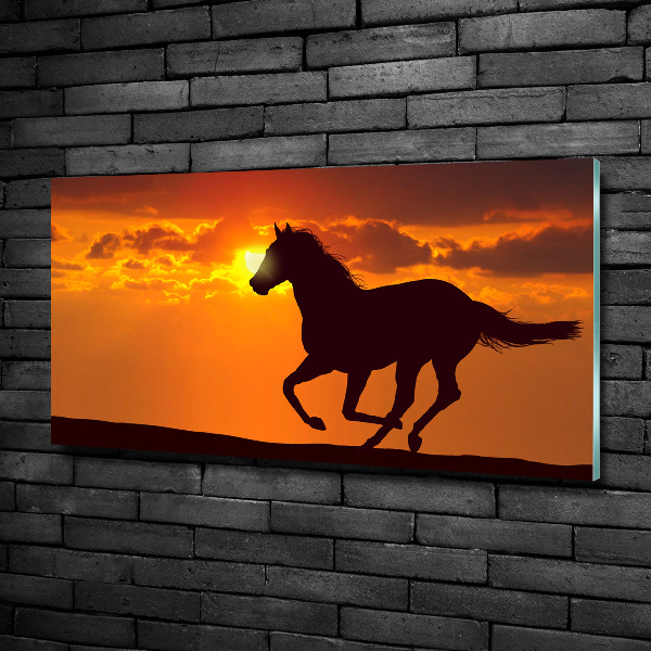 Quadro in verde Tramonto a cavallo