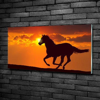 Quadro in verde Tramonto a cavallo