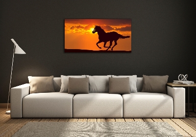 Quadro in verde Tramonto a cavallo