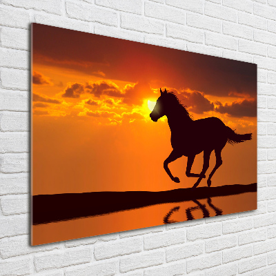Quadro in verde Tramonto a cavallo