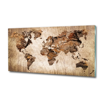 Quadro in verde Mappa del mondo di Wood