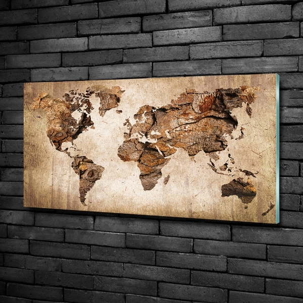 Quadro in verde Mappa del mondo di Wood