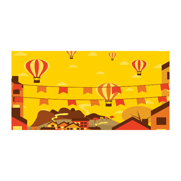 Quadro vetro Palloncini sopra la città