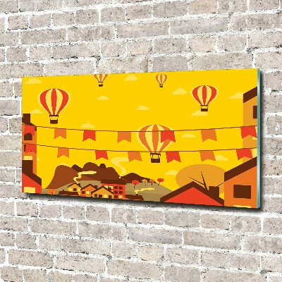 Quadro vetro Palloncini sopra la città