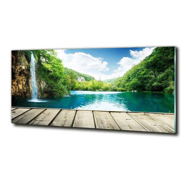 Quadro vetro Cascata nella foresta