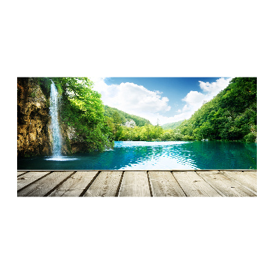 Quadro vetro Cascata nella foresta