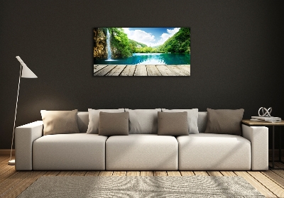 Quadro vetro Cascata nella foresta