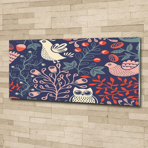 Quadro in vetro Piante di gufo gallina