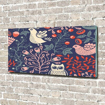 Quadro in vetro Piante di gufo gallina