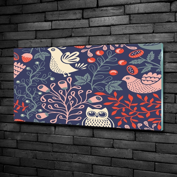 Quadro in vetro Piante di gufo gallina