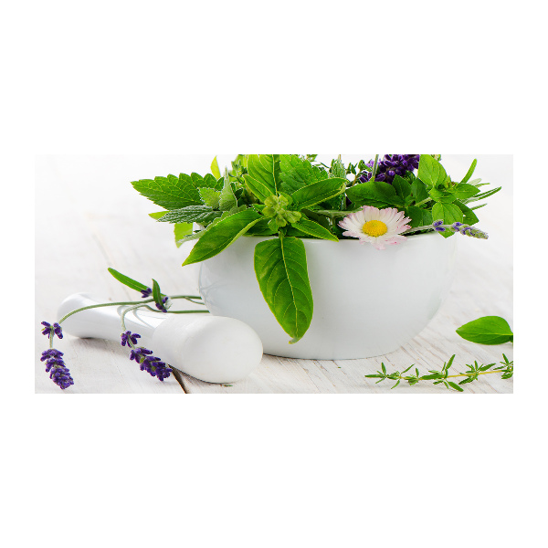 Quadro su vetro Mortaio ed erbe aromatiche